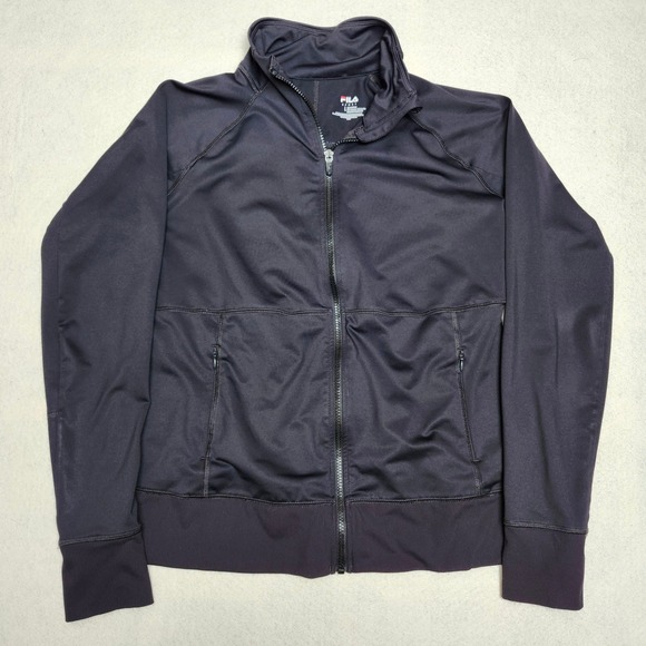 FILA Sport Jackets & Blazers - FILA Sport Black Full Zip‎ Track Jacket Mock Neck Running Workout Womens L